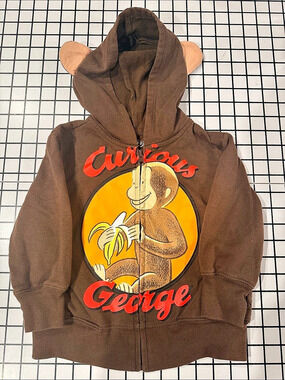 Curious George Baby 2T Brown Graphic Zip Hoodie